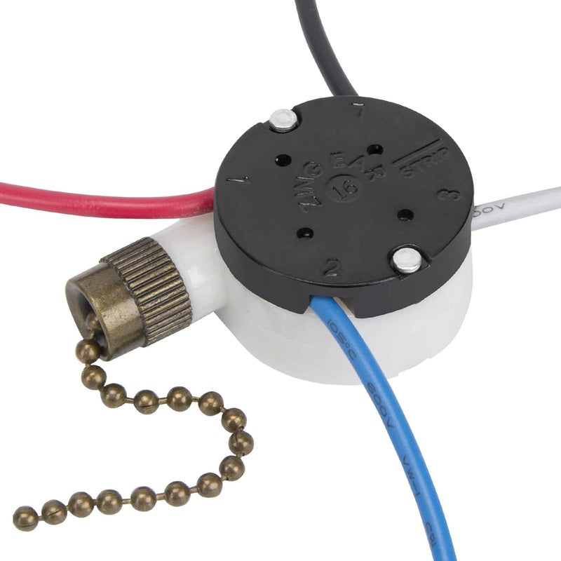 Bsentster مفتاح مروحة السقف زينغ إير ZE-208s E89885 3 سرعات 4 أسلاك مفتاح سلسلة سحب استبدال لمفتاح ضوء المروحة مع 4 أسلاك مثبتة مسبقًا (سلسلة برونزية) - Image 1